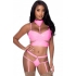 Club Candy Bra Harness & Panty Pink L/xl - Magic Silk Lingerie