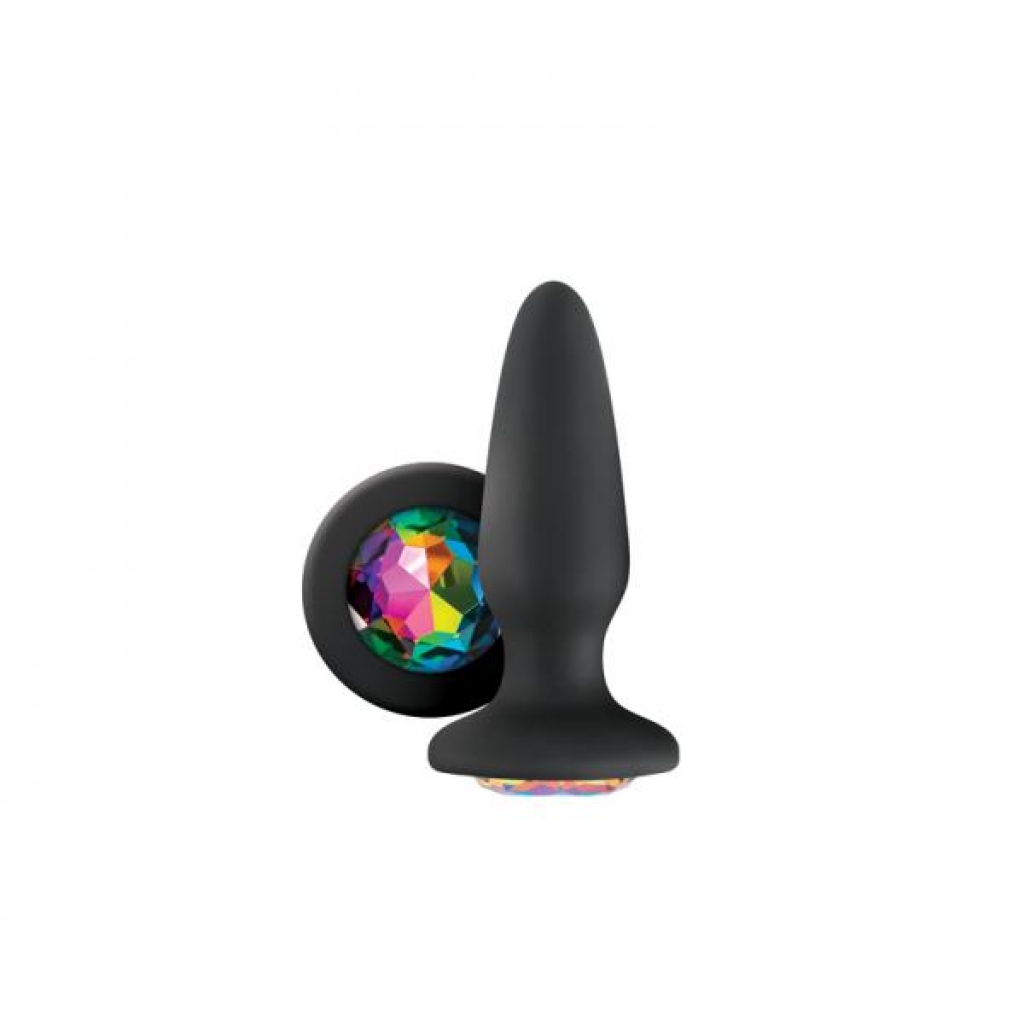 Glams Black Silicone Butt Plug Rainbow Gem - Ns Novelties