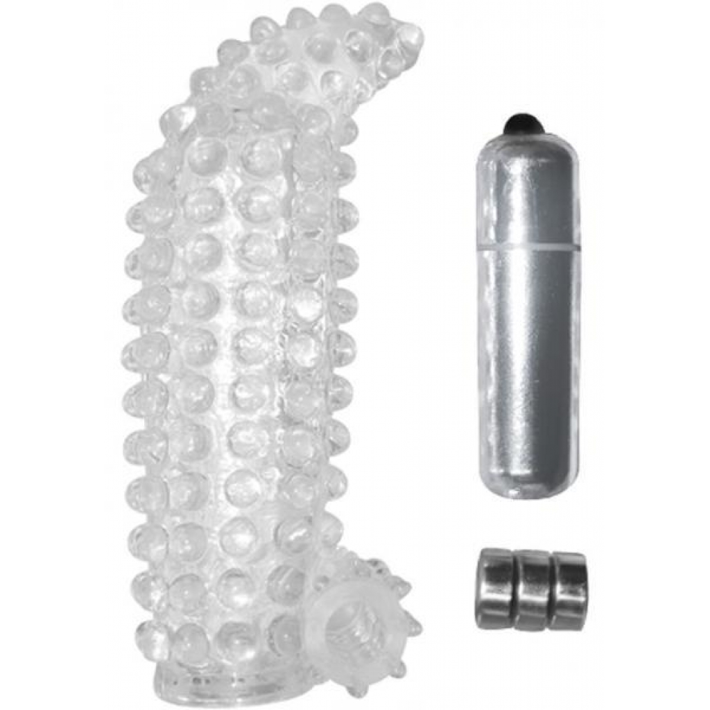 Studded Cock Teaser Penis Extension With Bullet Vibrator Clear - Nasstoys