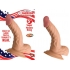 All American Whopper 5 inches Curved Dong, Balls Beige - Nasstoys