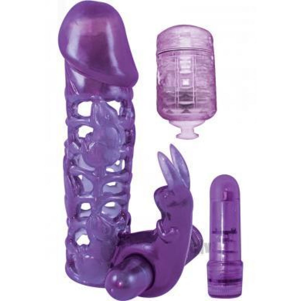 Clit Tickler Penis Extender Vibrating Sleeve Purple - Nasstoys