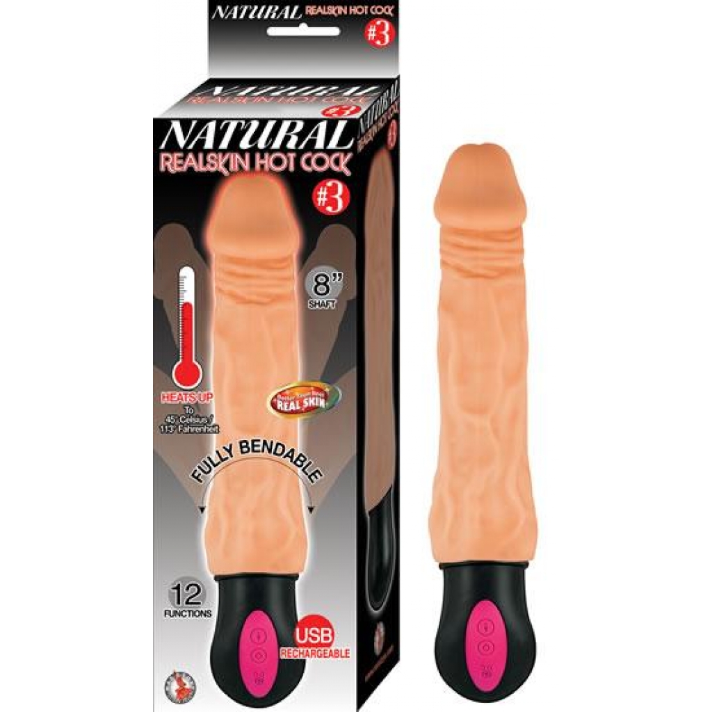 Natural Realskin Hot Cock #3 8 inches Beige - Nasstoys