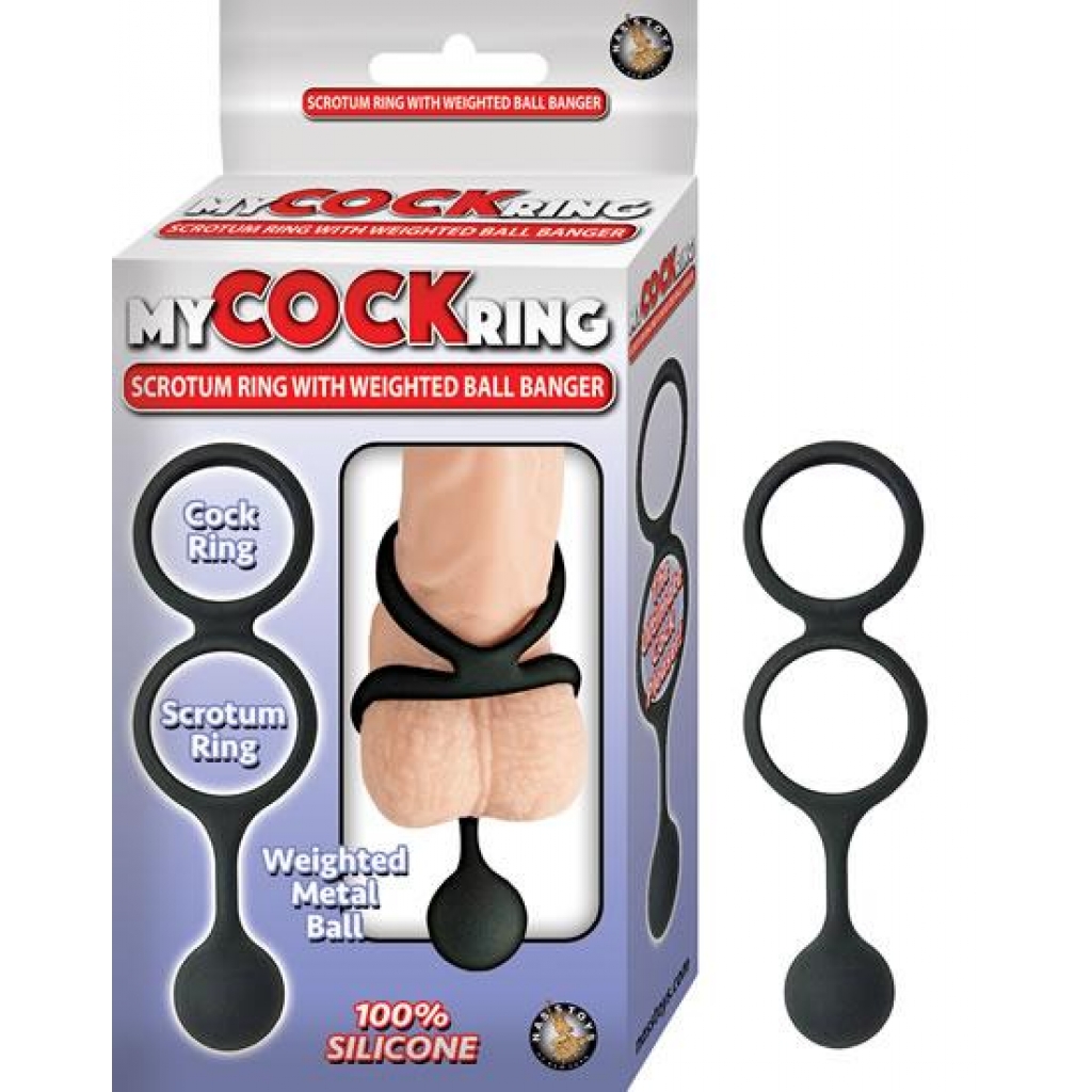 My Cockring Vibrating Scrotum Weighted Ball Banger Black - Nasstoys