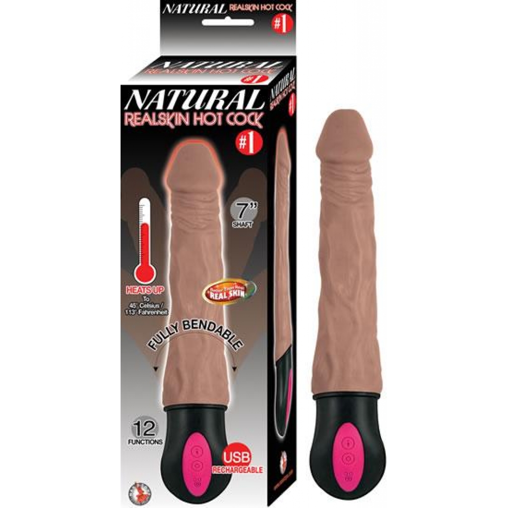 Natural Realskin Hot Cock #1 Brown Realistic Vibrator - Nasstoys