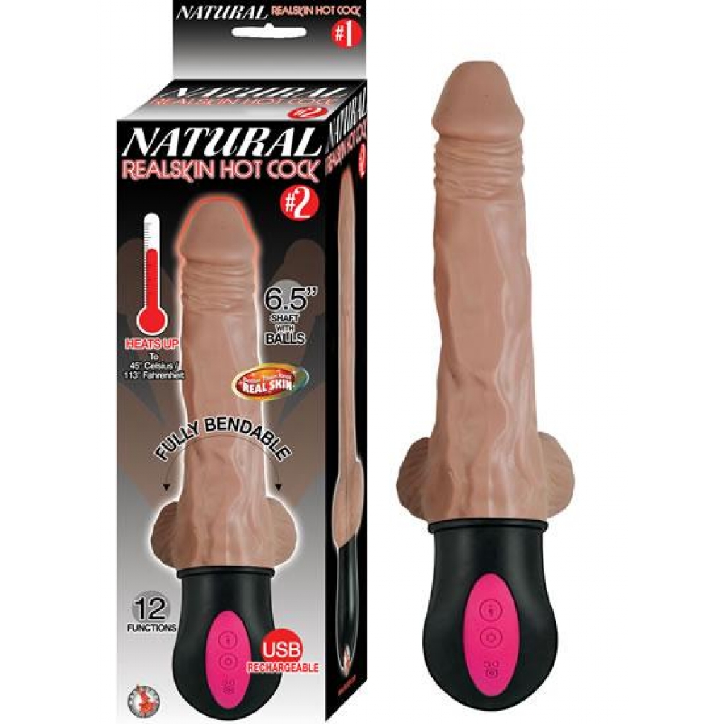 Natural Realskin Hot Cock 2 Brown Vibrating Dildo - Nasstoys