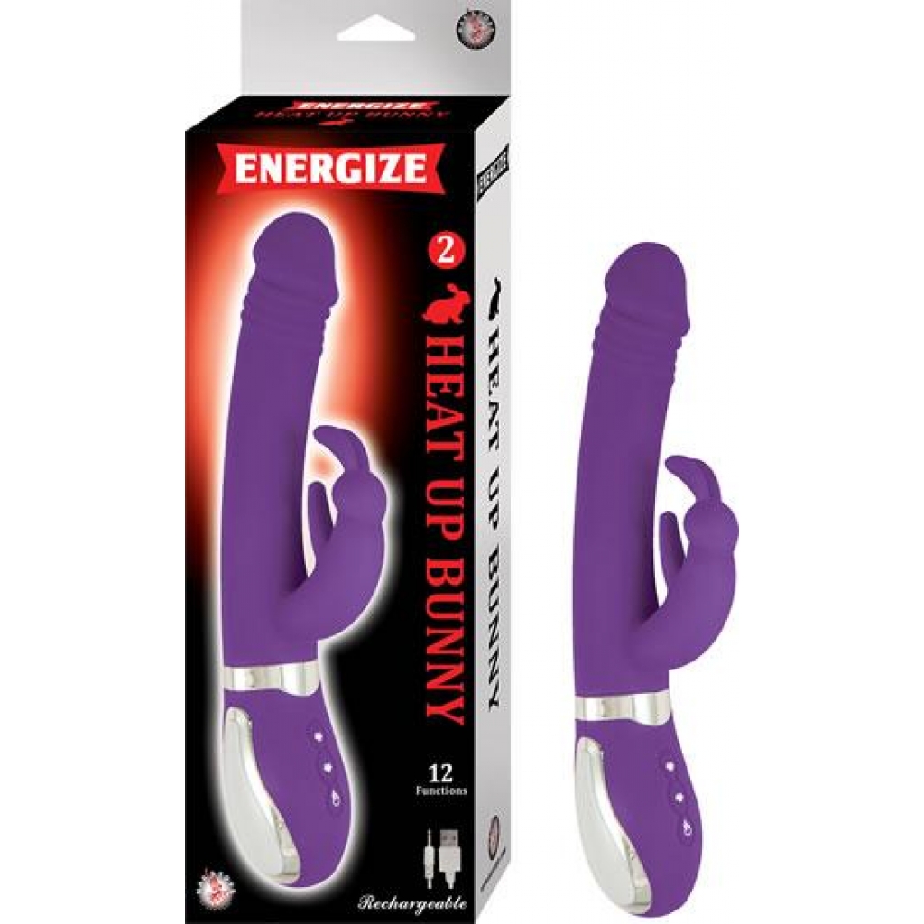 Energize Heat Up Bunny 2 Rabbit Vibrator Purple - Nasstoys