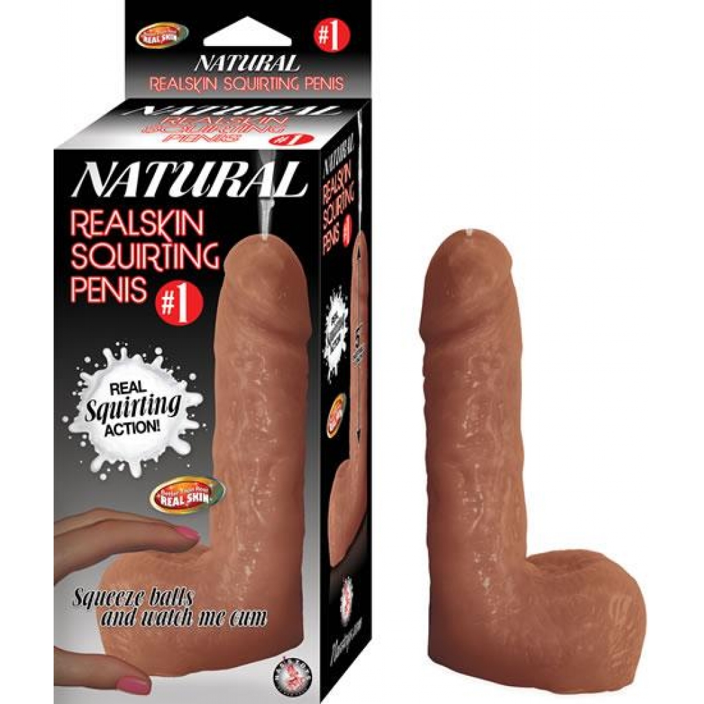 Natural Realskin Squirting Penis #1 Brown Dildo - Nasstoys