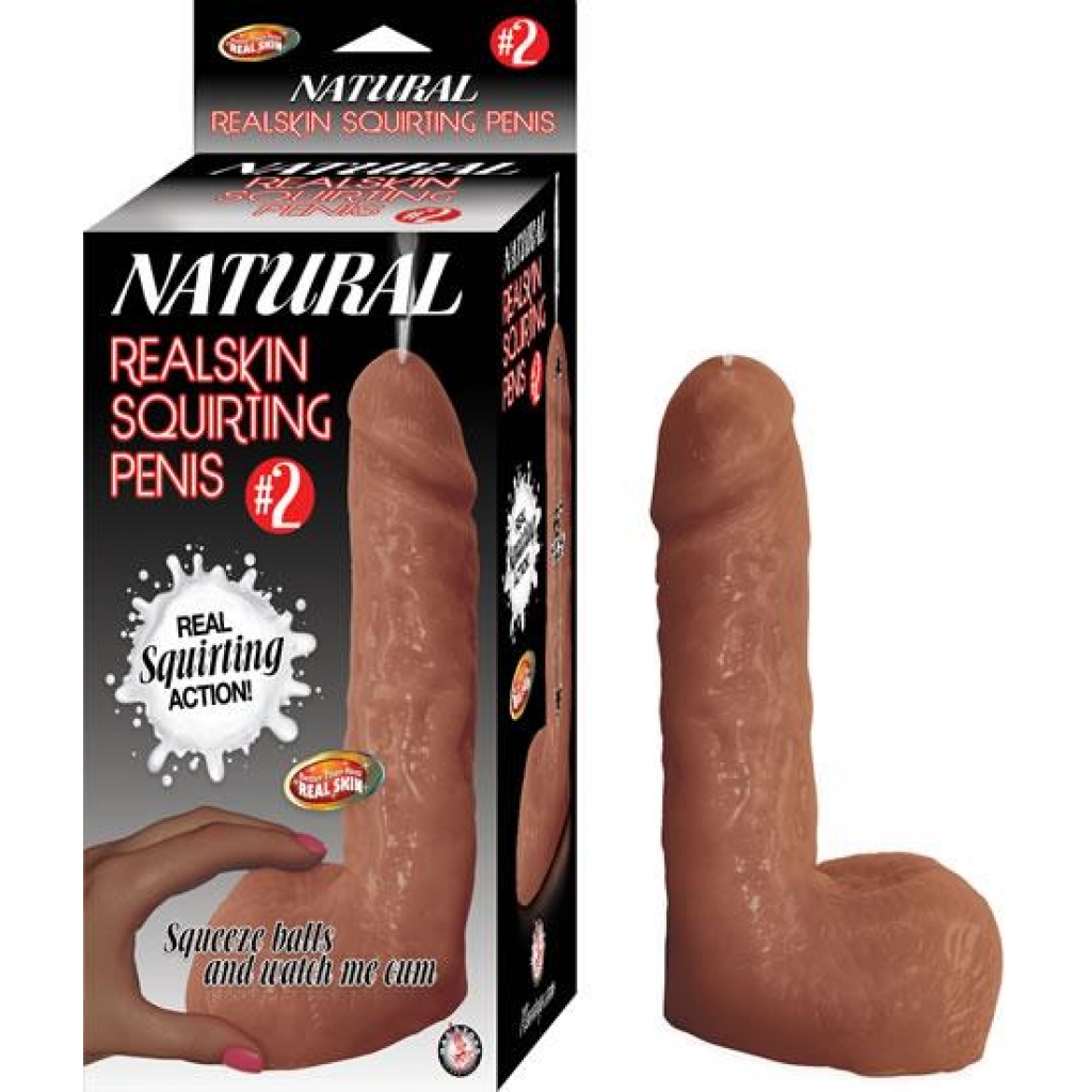 Natural Realskin Squirting Penis #2 Brown Dildo - Nasstoys