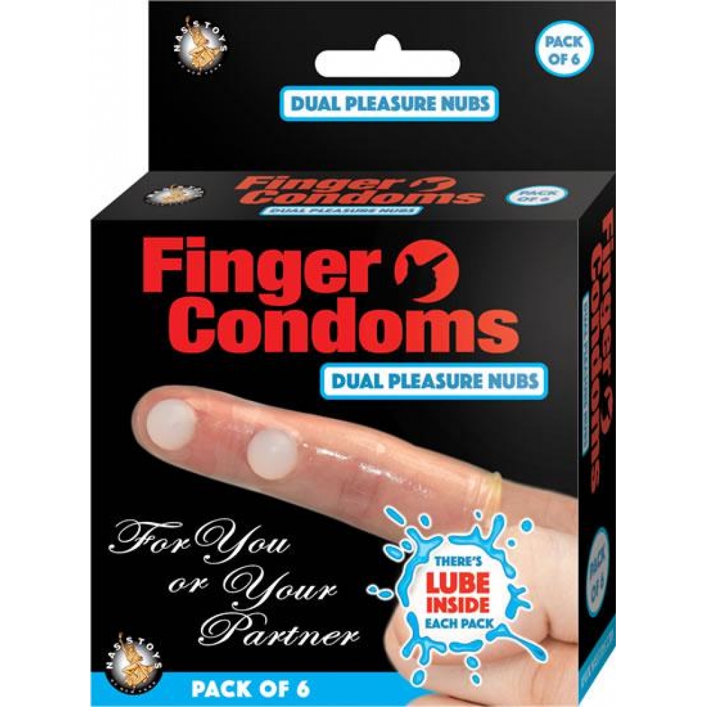 Finger Condoms Dual Pleasure Nubs 6 Per Box - Nasstoys