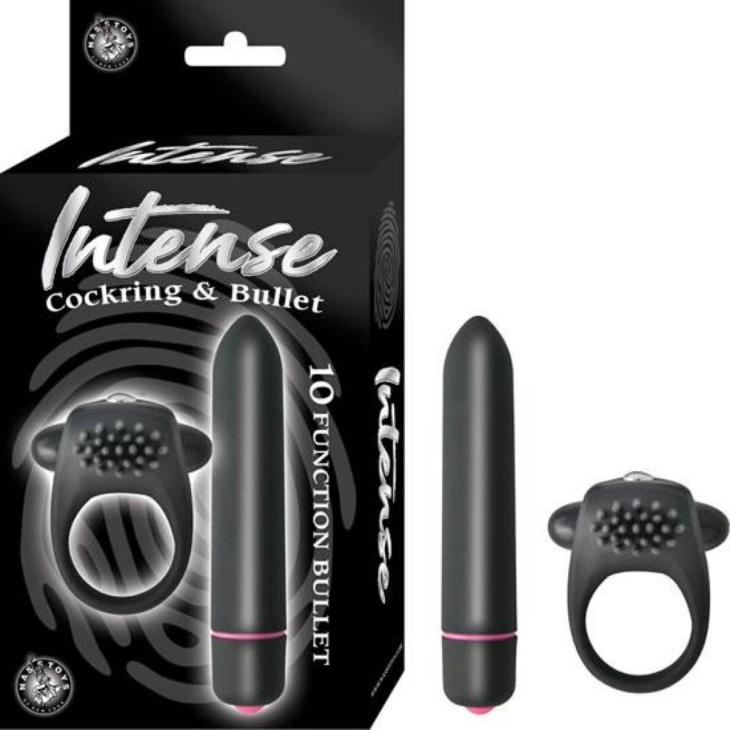 Intense Cockring & Bullet Vibrator Black - Nasstoys