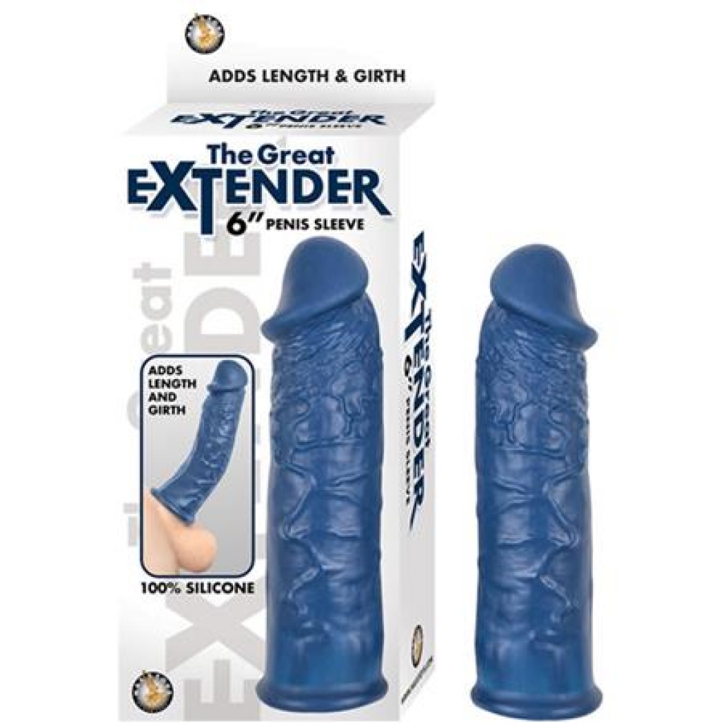The Great Extender 6 inches Penis Sleeve Blue - Nasstoys