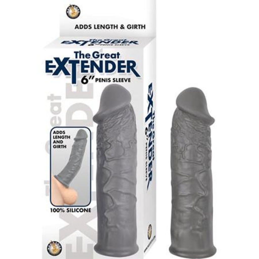 The Great Extender 6 inches Penis Sleeve Gray - Nasstoys