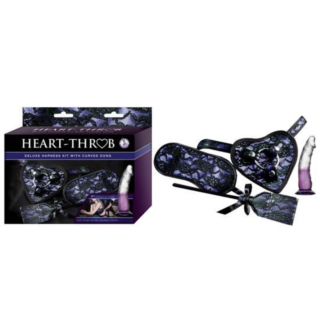 Heart-throb Deluxe Harness Kit Curved Dong Purple - Nasstoys
