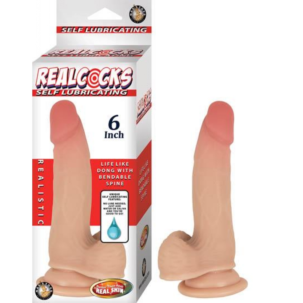 Realcocks Self Lubricating 6 inches Realistic Dildo Beige - Nasstoys