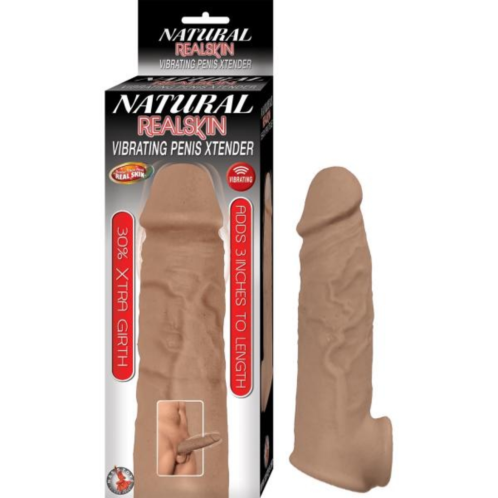 Natural Realskin Vibrating Penis Xtender-brown - Nasstoys