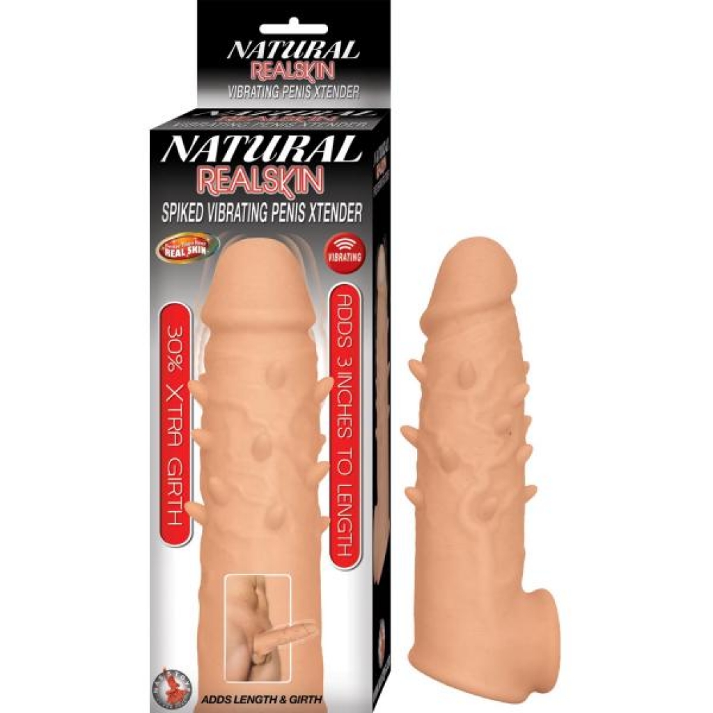 Natural Realskin Spiked Vibrating Penis Xtender White - Nasstoys