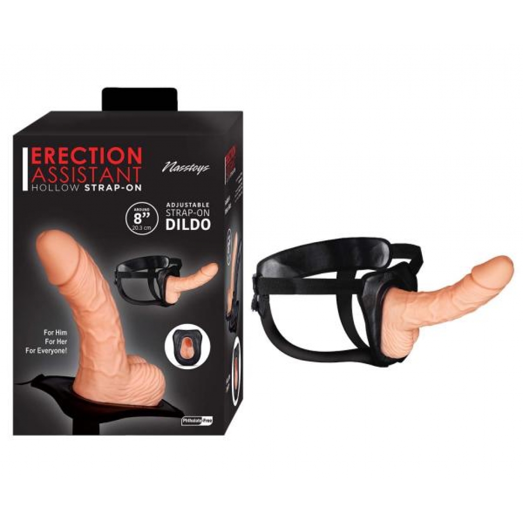 Erection Assistant Hollow Strap-on 8in White - Nasstoys
