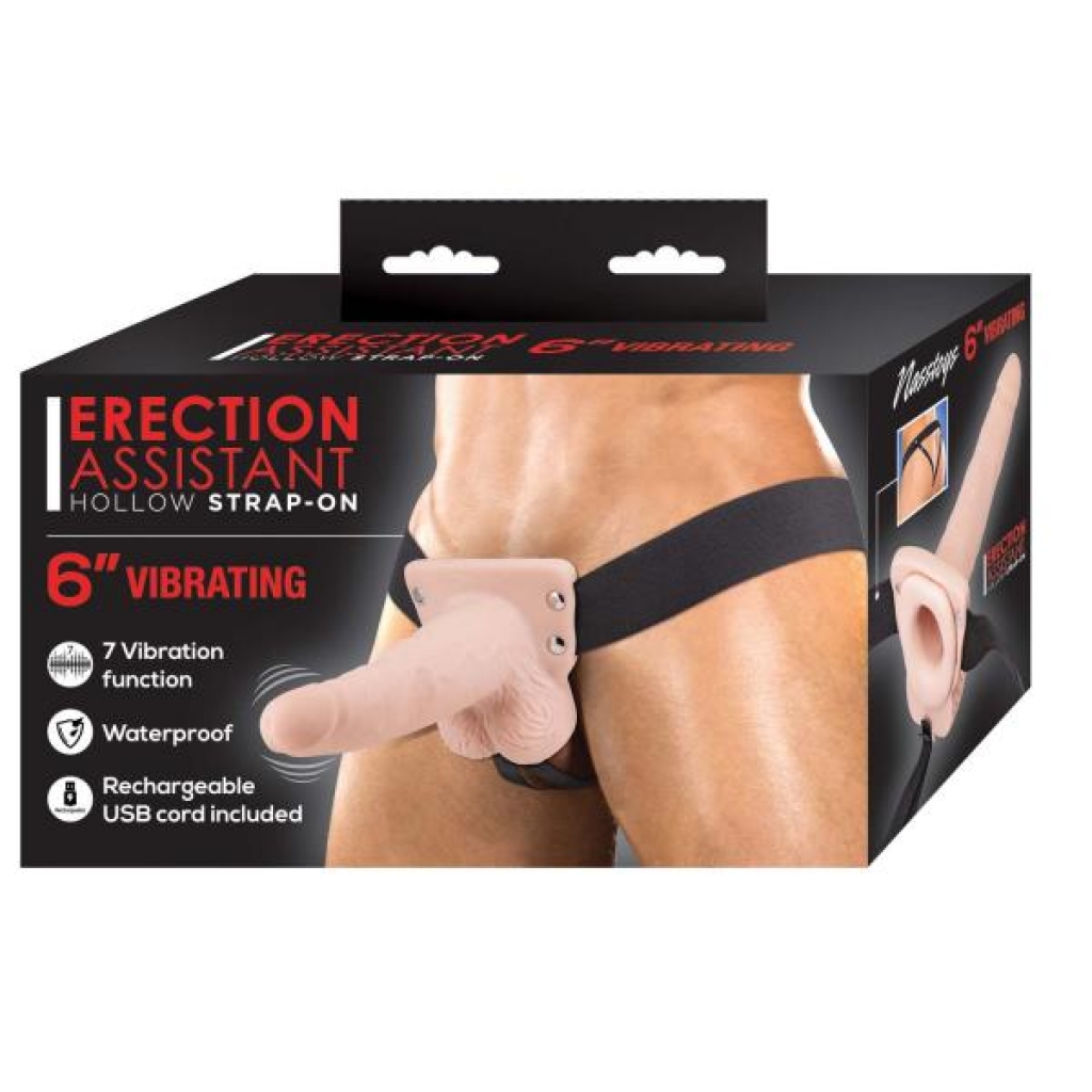Erection Assistant Hollow Strap-on 6 Vibrating White 