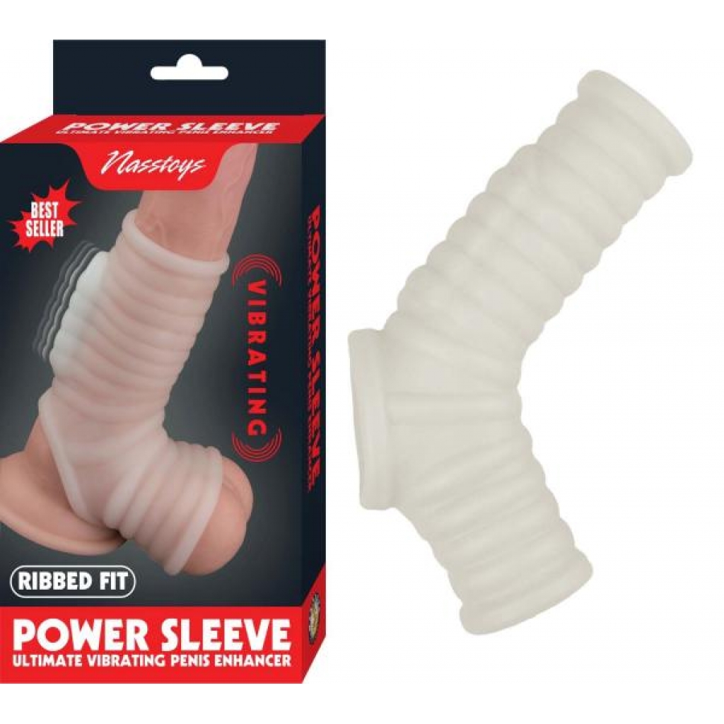 Vibrating Power Sleeve Ribbed Fit White - Nasstoys