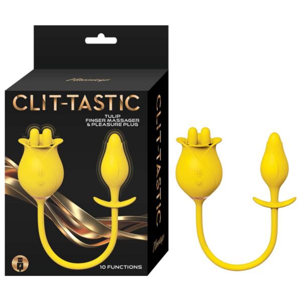 Clit-tastic Tulip Finger Massager & Plug Yellow - Nasstoys