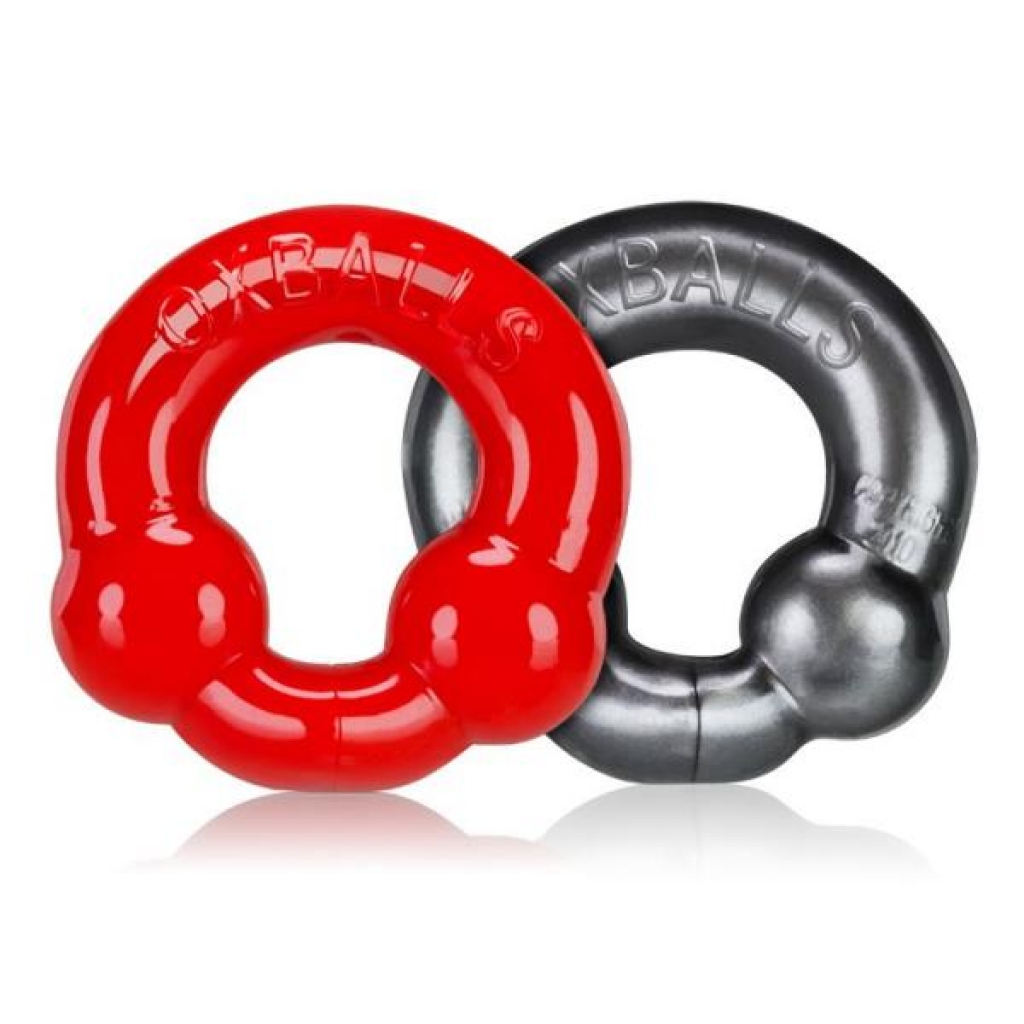 Oxballs Ultraballs Cock Ring Silver & Red Set - Blue Ox Designs