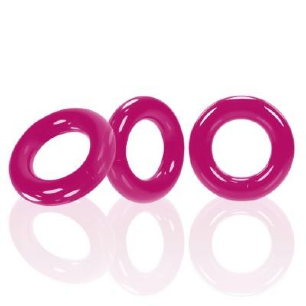Willy Rings 3 Pk Cockrings Hot Pink (net) - Oxballs