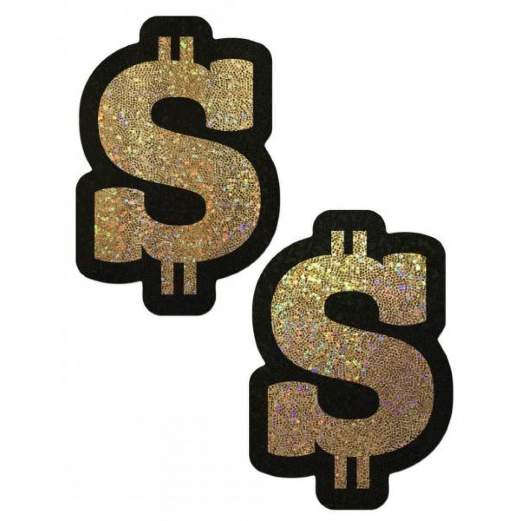 Pastease Money Gold Glitter Dollar Sign Nipple Pasties - Pastease