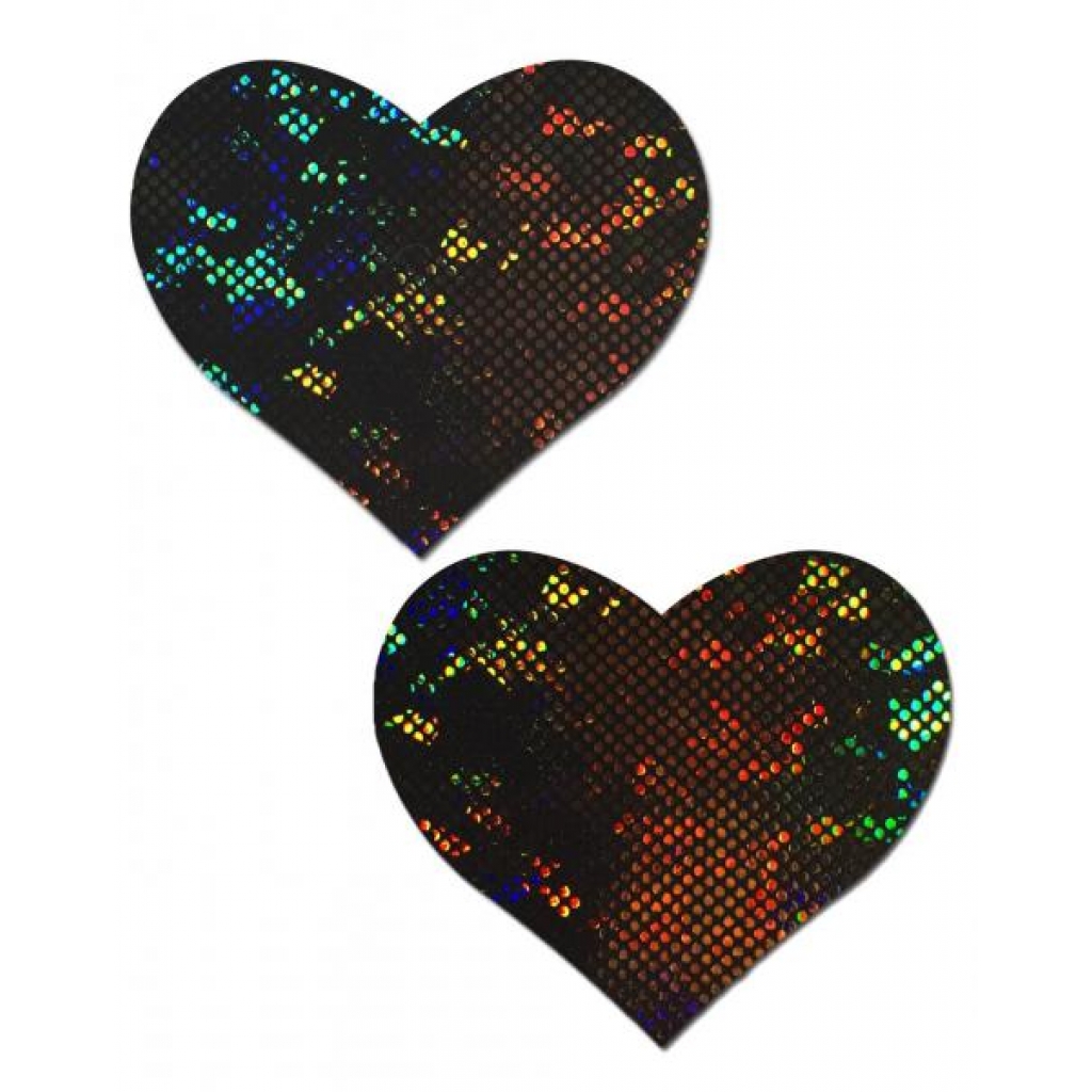 Pastease Love Shattered Glass Disco Ball Black Heart Nipple Pasties - Pastease