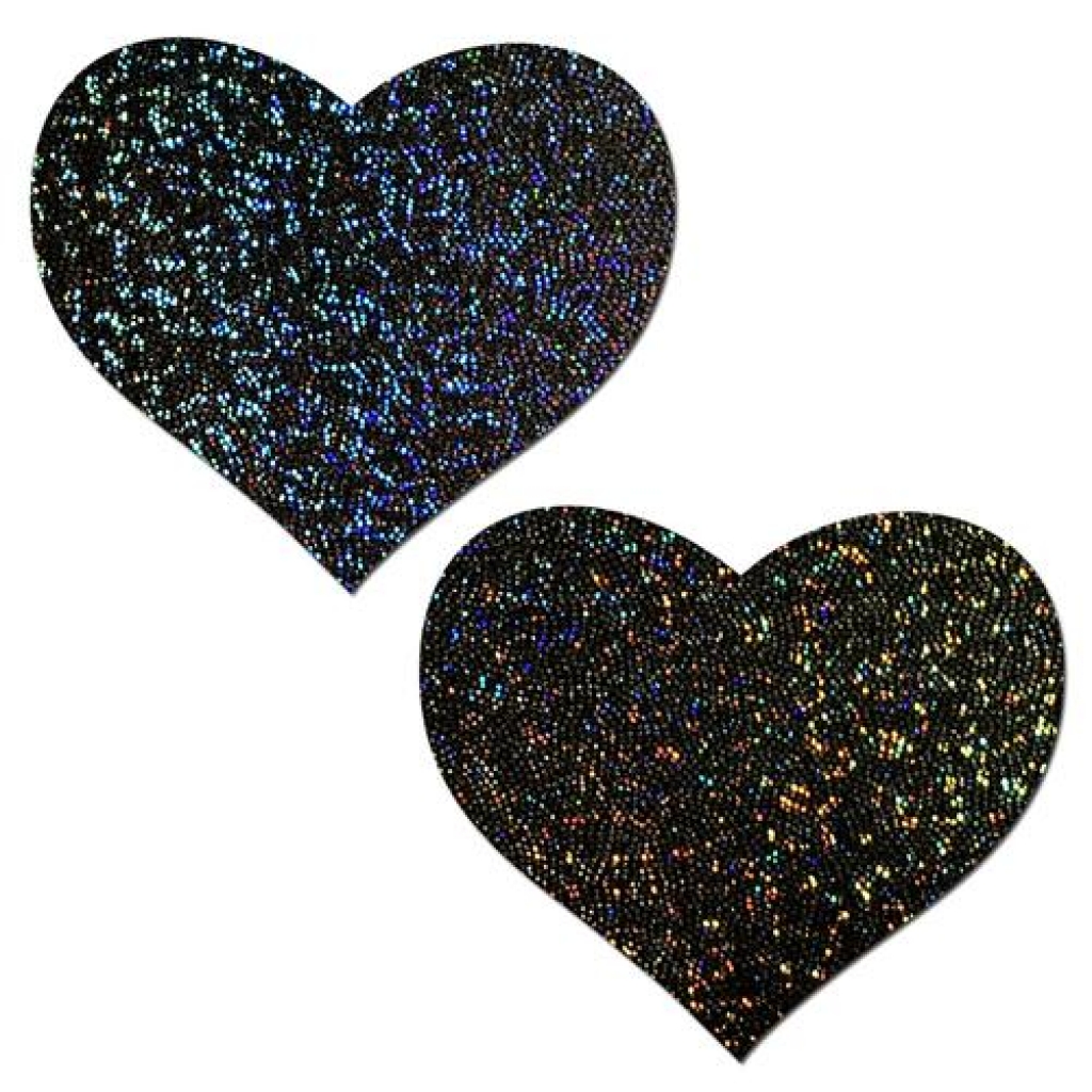 Pastease Glitter Heart Black Pasties - Pastease
