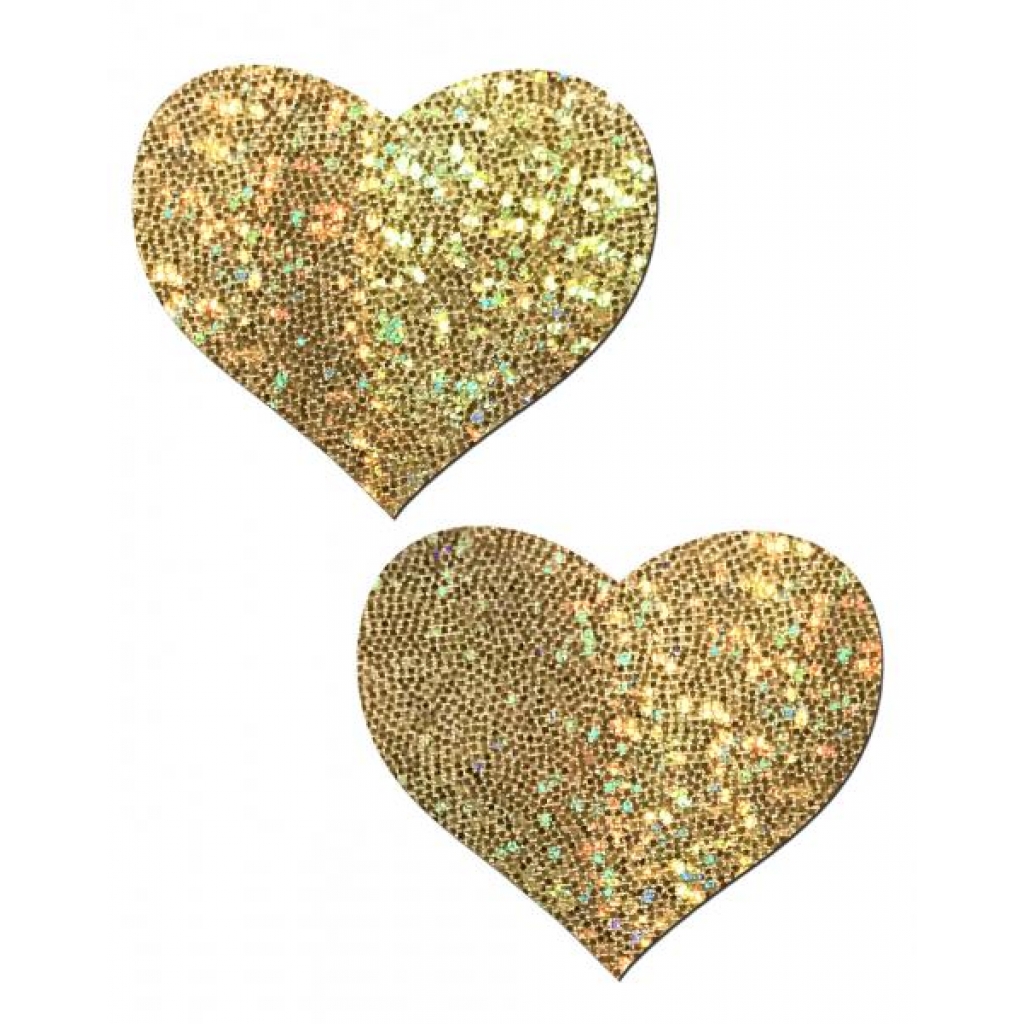 Pastease Gold Glitter Heart Pasties O/S - Pastease