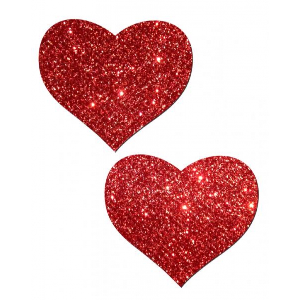 Heart Red Glitter Pasties O/S - Pastease