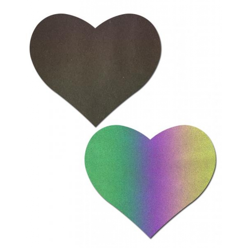 Pastease Reflective Rainbow Heart Nipple Pasties - Pastease