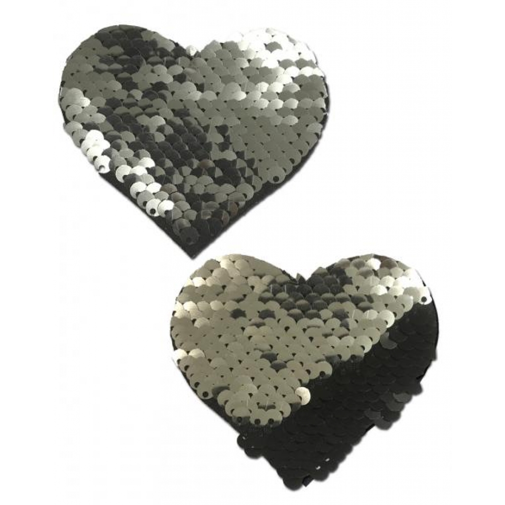 Pastease Silver & Black Color Changing Sequin Hearts - Pastease