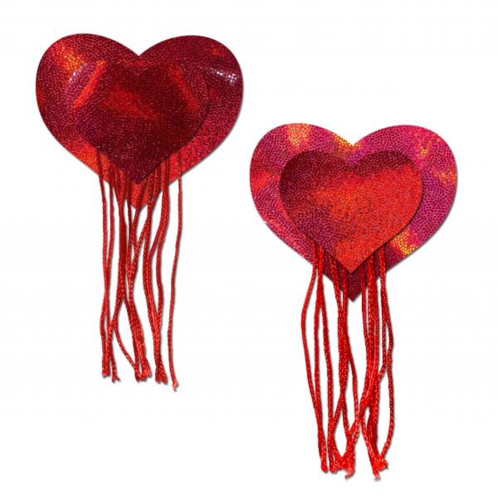 Pastease Red Holographic Heart W/ Tassel Fringe - Pastease