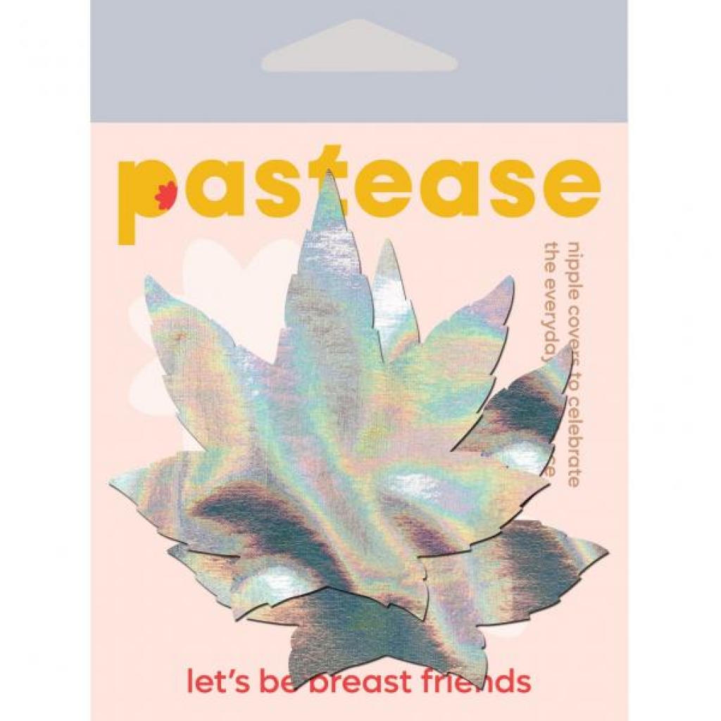 Pastease Indica Pot Leaf Silv Holographic Weed Nipple Pasties - Pastease