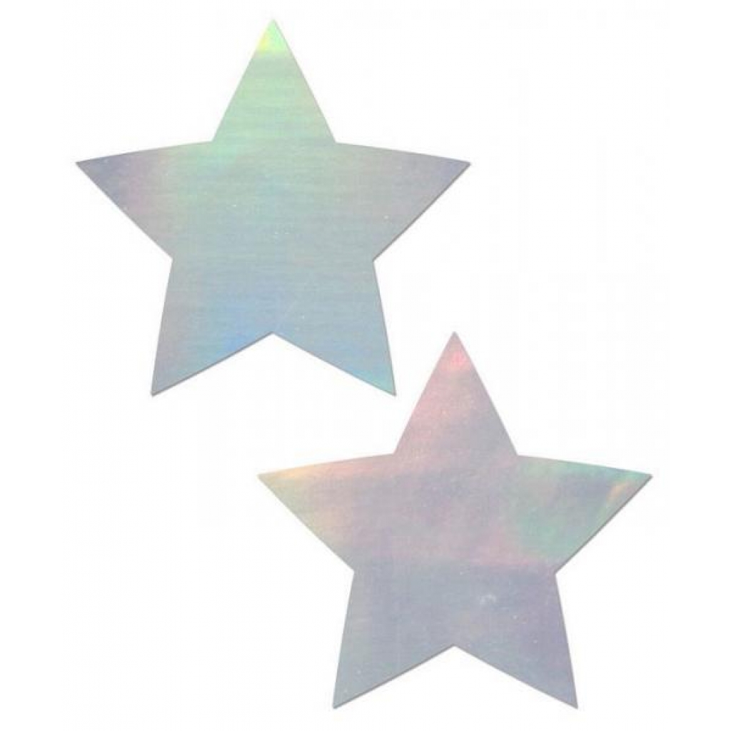 Pastease Holographic Star Silver Pasties O/S - Pastease