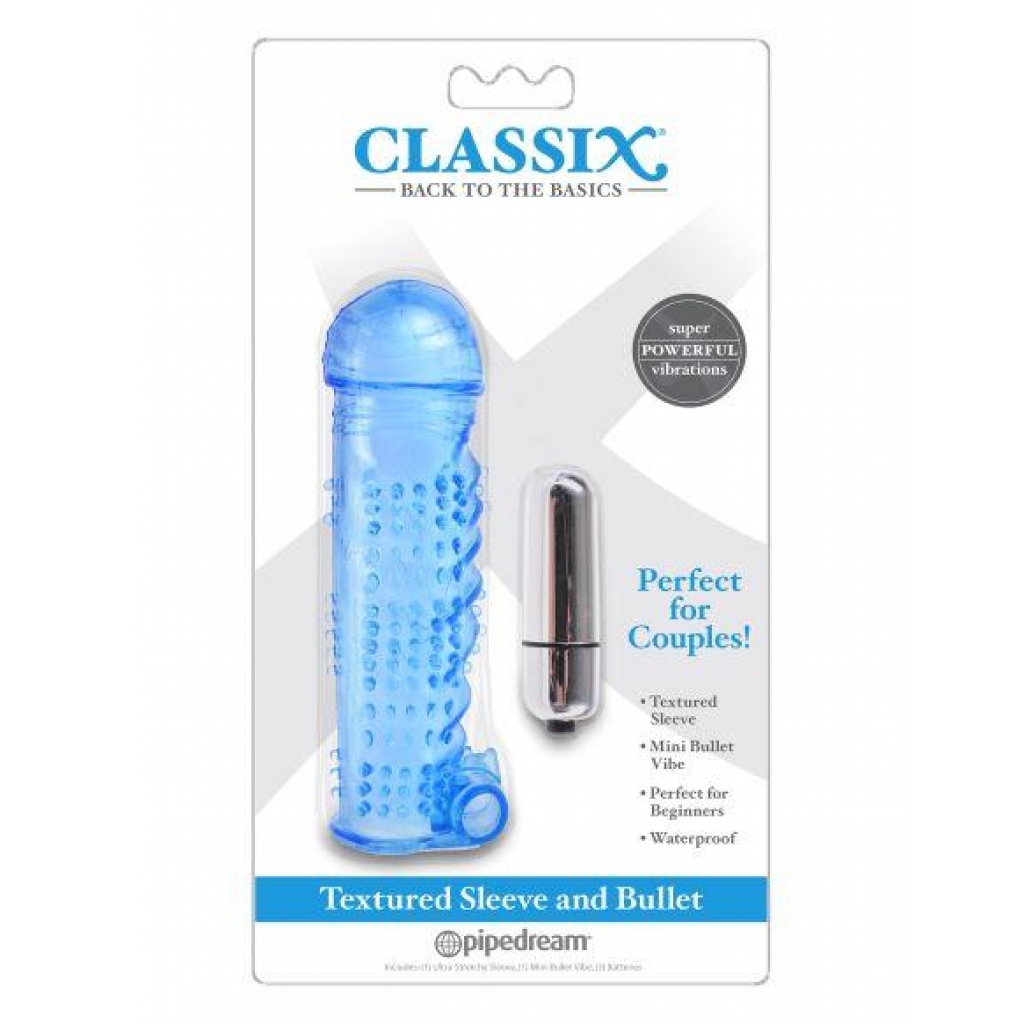 Classix Textured Sleeve & Bullet Blue - Pipedream Products