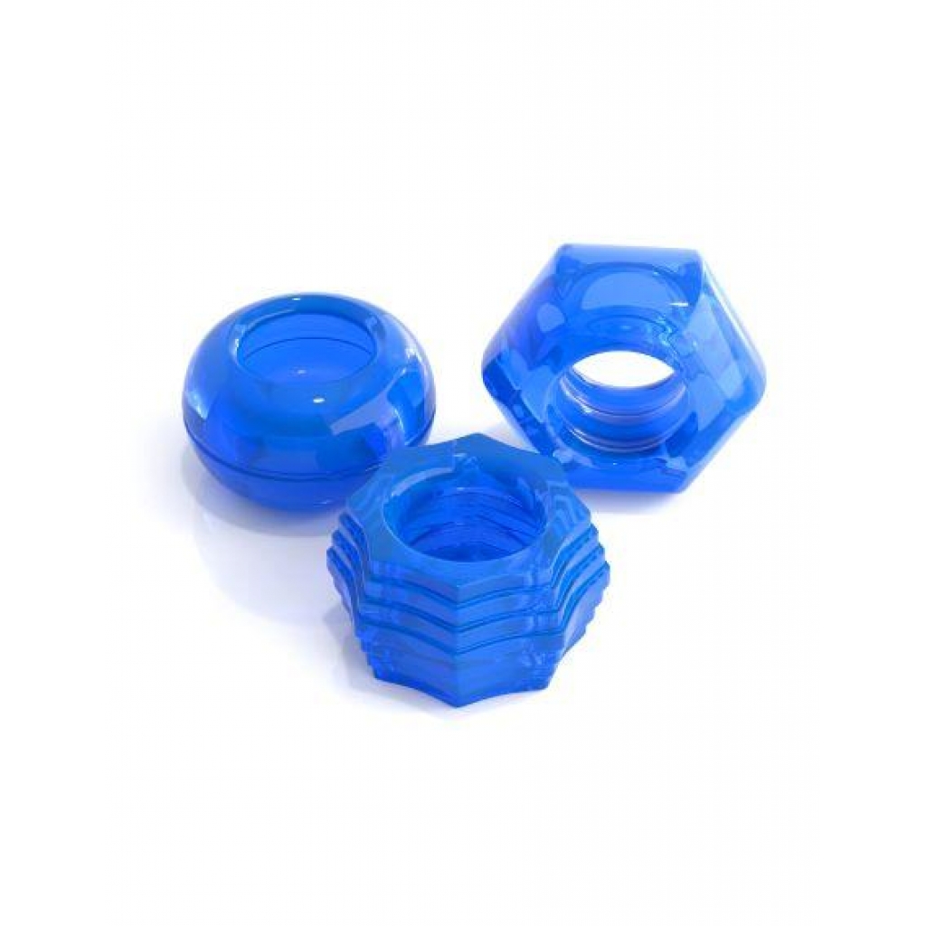 Classix Deluxe Cock Ring Set Blue 3 Pack - Pipedream 