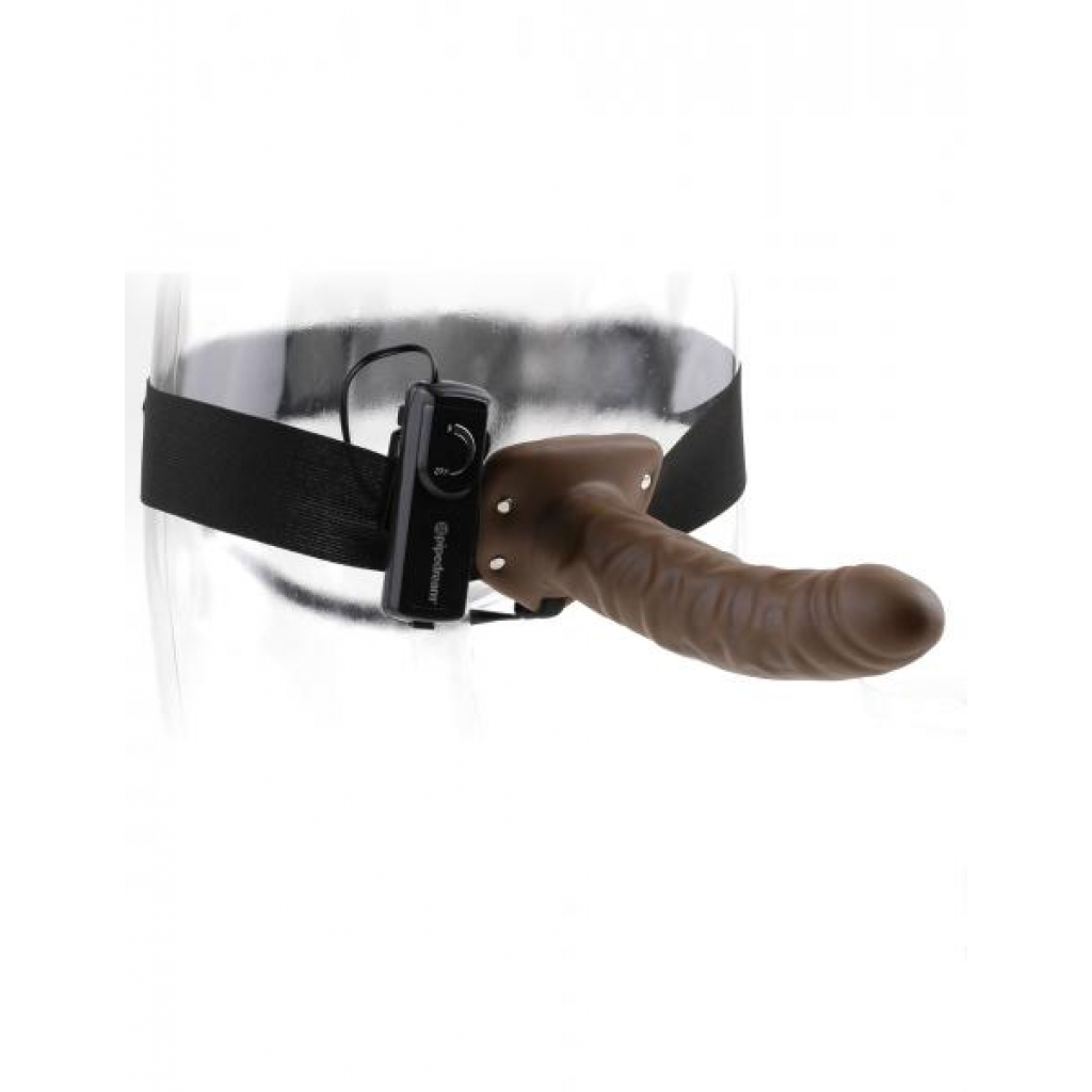 8 inches Vibrating Hollow Strap On Brown - Pipedream