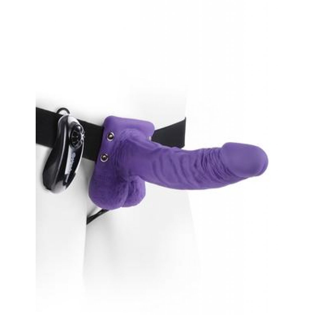 Fetish Fantasy 7 inches Vibrating Hollow Strap On Balls Purple - Pipedream
