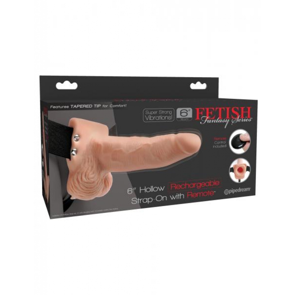 Fetish Fantasy 6 In Hollow Rechargeable Strap-on Remote Flesh - Pipedream Products