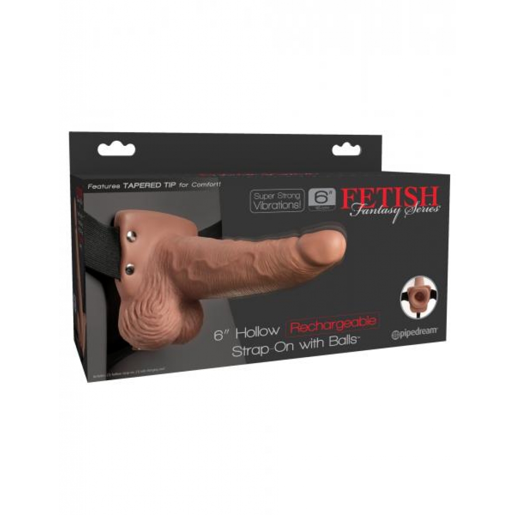 Fetish Fantasy 6 In Hollow Rechargeable Strap-on Tan - Pipedream Products