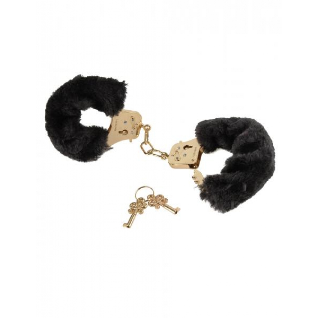 Deluxe Furry Cuffs Black Handcuffs - Pipedream