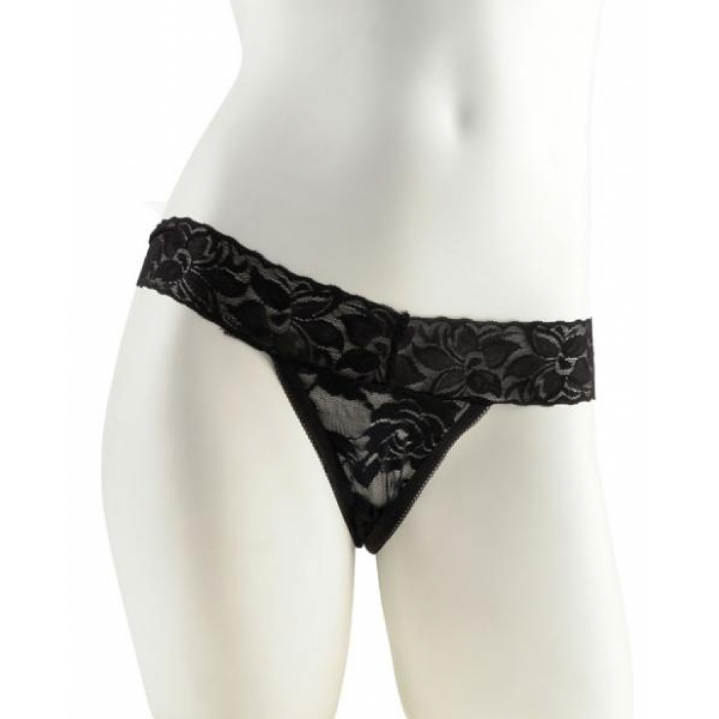 Hanky Spank Me Vibrating Panty Black Lace Thong - Pipedream