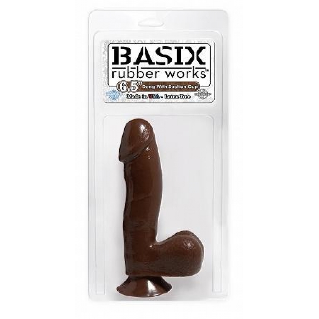 Basix 6.5in Dong W/Suction Cup Brown - Pipedream