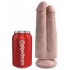 King Cock 7 inches Two Cocks One Hole Beige Dildo - Pipedream 