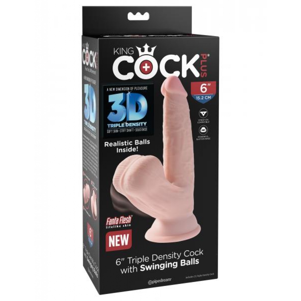 King Cock Triple Density Plus 6in Cock W/ Swinging Balls - Pipedream Products
