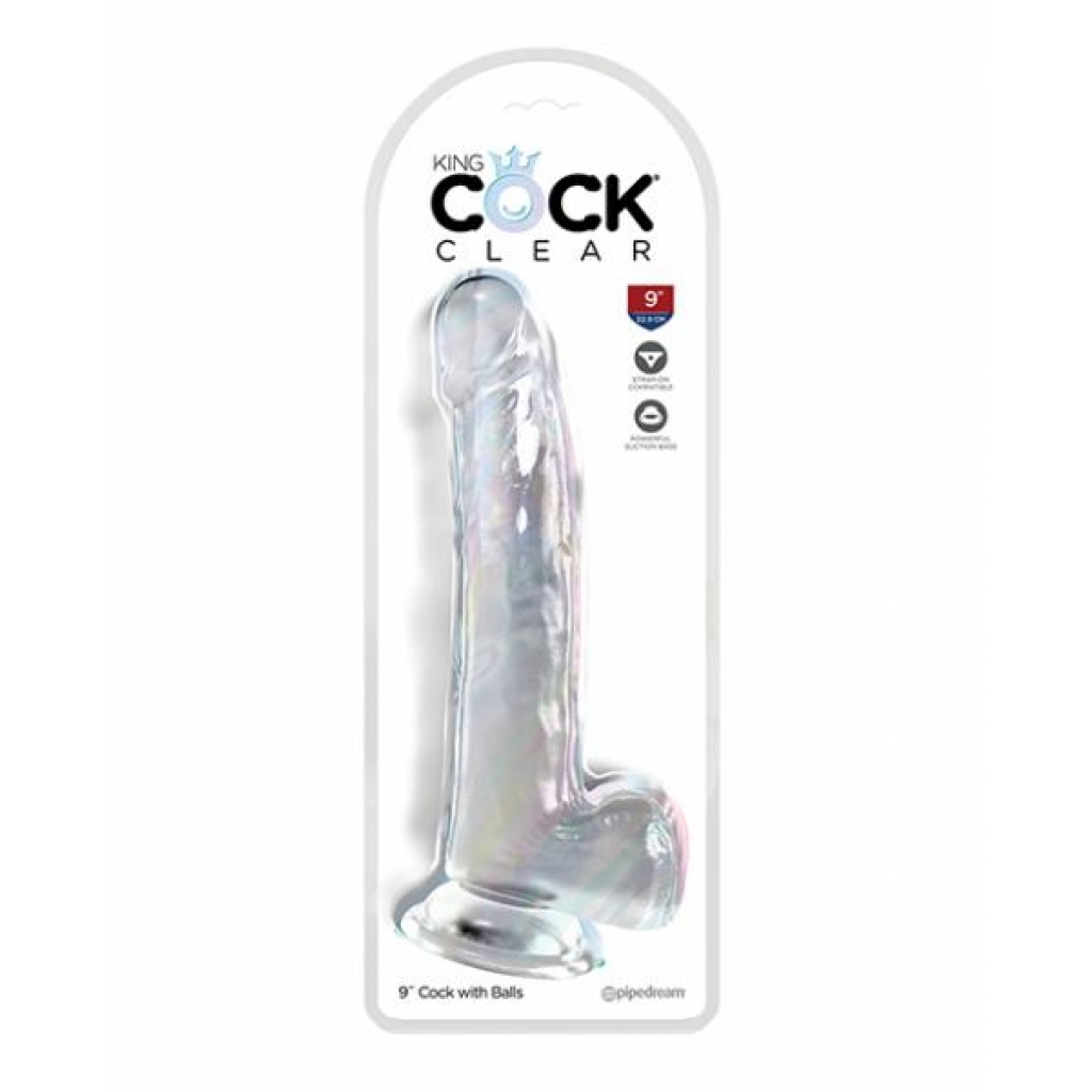 King Cock Clear 9in W/ Balls - Pipedream Products