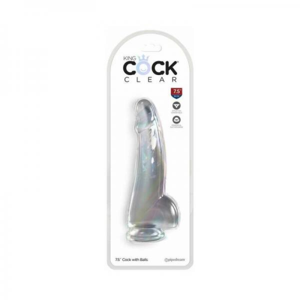 King Cock Clear 7.5in W/ Balls - Pipedream Products