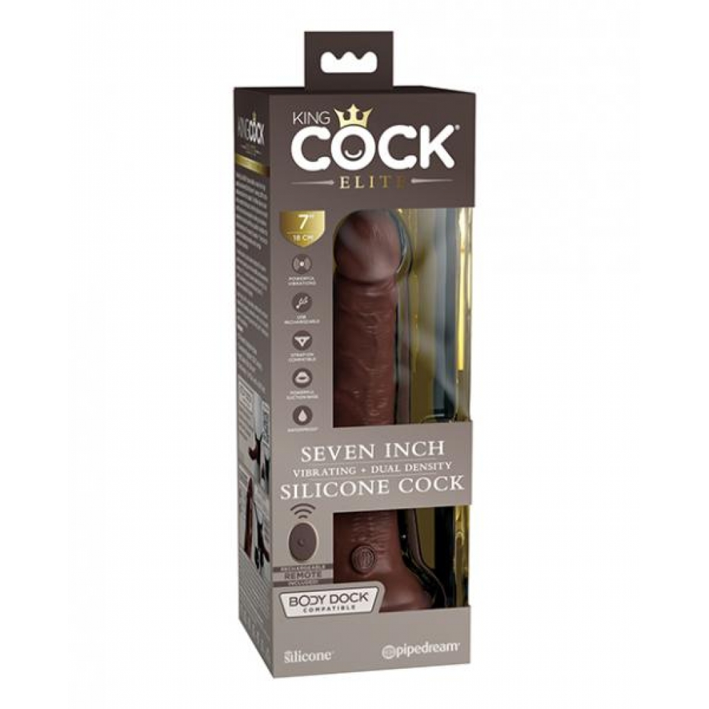 King Cock Elite 7 In Vibrating Dual Density Brown - Pipedream Products